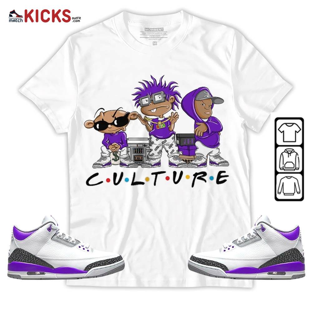 Rugrats KND BeBe Kids Sneaker Shirt Match Dark Iris 3s, Jordan 3 Retro Dark Iris MKO Hoodie