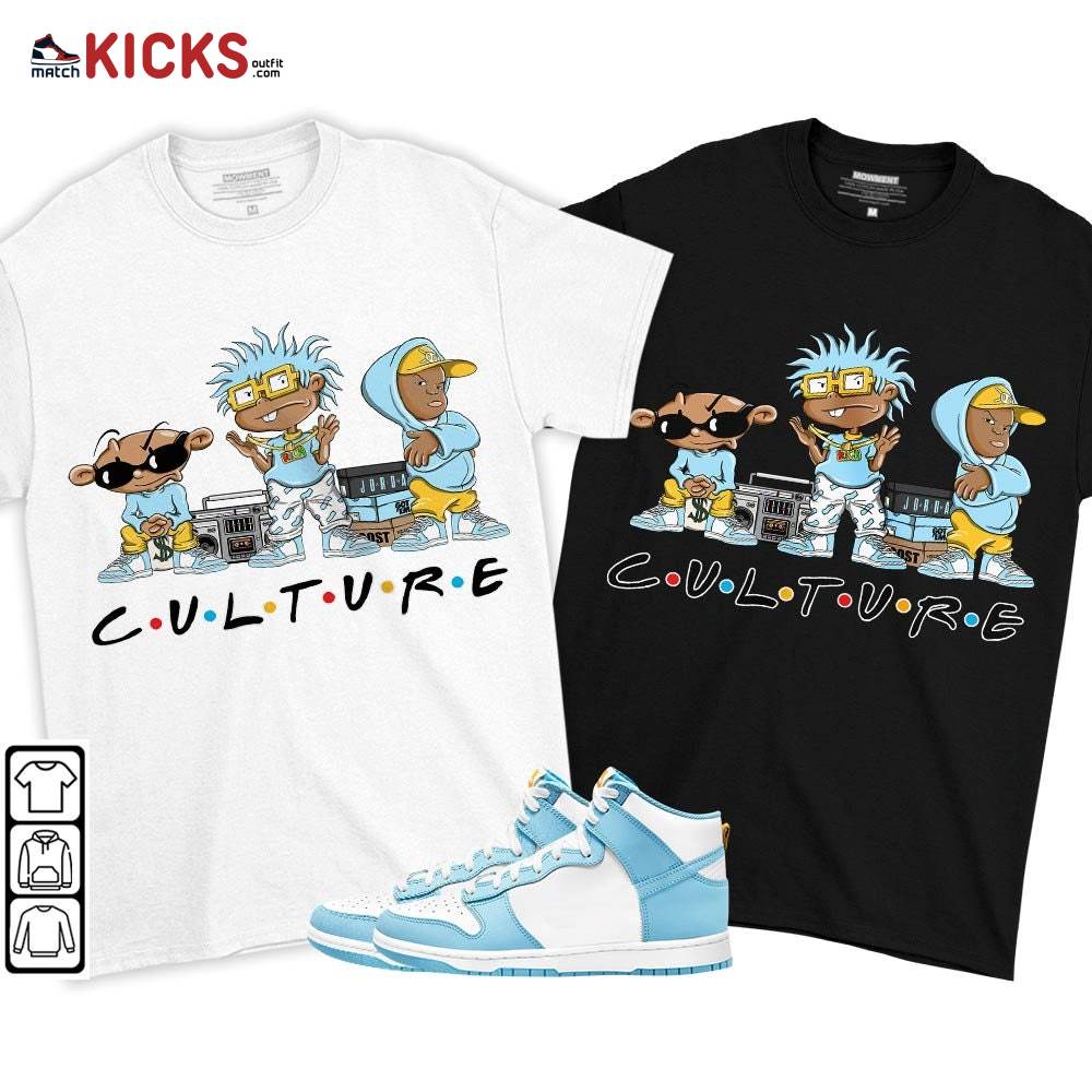 Rugrats KND BeBe Kids Sneaker Shirt Match Dunk High Blue Chill, Dunk High Homer Simpson MKO T-Shirt