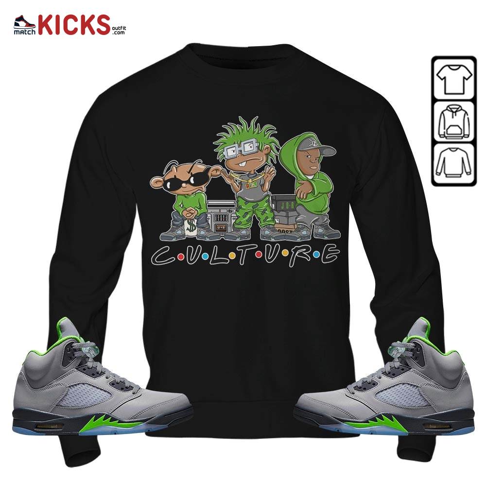 Rugrats KND BeBe Kids Sneaker Shirt Match Green Bean 5s, Jordan 5 Retro Green Bean MKO Sweatshirt