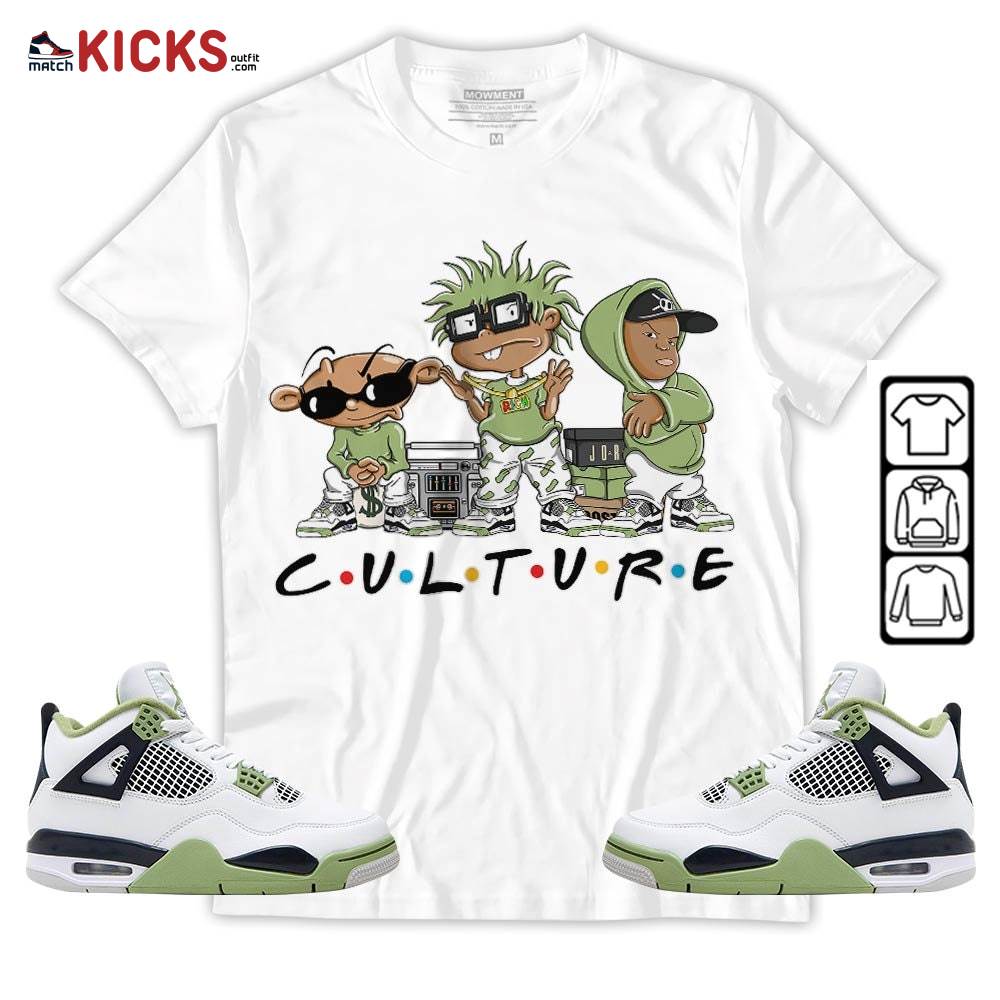 Rugrats KND BeBe Kids Sneaker Shirt Match Retro Oil Green 4s, Jordan 4 Oil Green MKO Hoodie