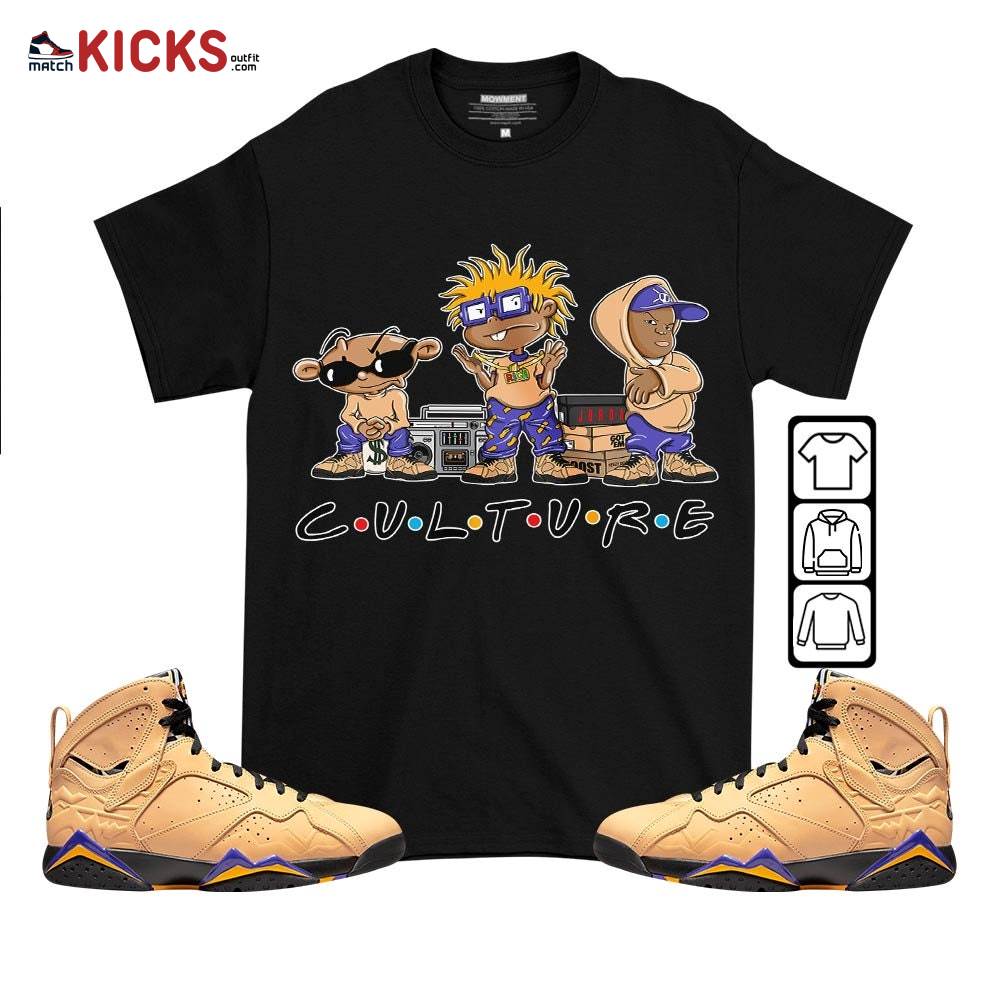 Rugrats KND BeBe Kids Sneaker Shirt Match Vachetta Tan 7s, Jordan 7 SE Afrobeats MKO T-Shirt