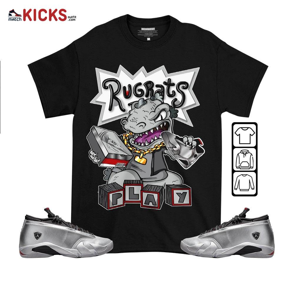 Rugrats Play Sneaker Shirt Match 14 Low Metallic Silver, Jordan 14 Metallic Silver MKO T-Shirt