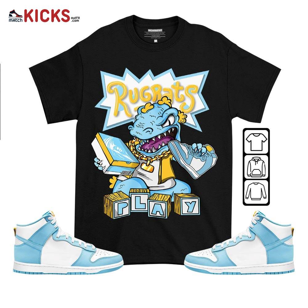 Rugrats Play Sneaker Shirt Match Dunk High Blue Chill, Dunk High Homer Simpson MKO T-Shirt