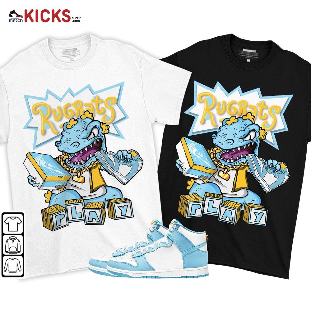 Rugrats Play Sneaker Shirt Match Dunk High Blue Chill, Dunk High Homer Simpson MKO T-Shirt