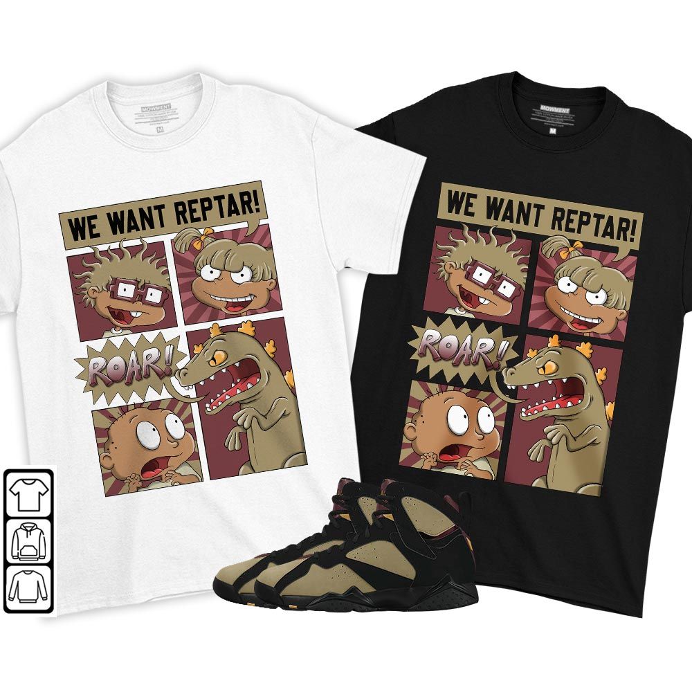 Rugrats Story Sneaker Shirt Match Black Cherrywood 7s, Jordan 7 Black Olive MKO T-Shirt Rugrats Story Sneaker Shirt Match Black Cherrywood 7s, Jordan 7 Black Olive MKO T-Shirt