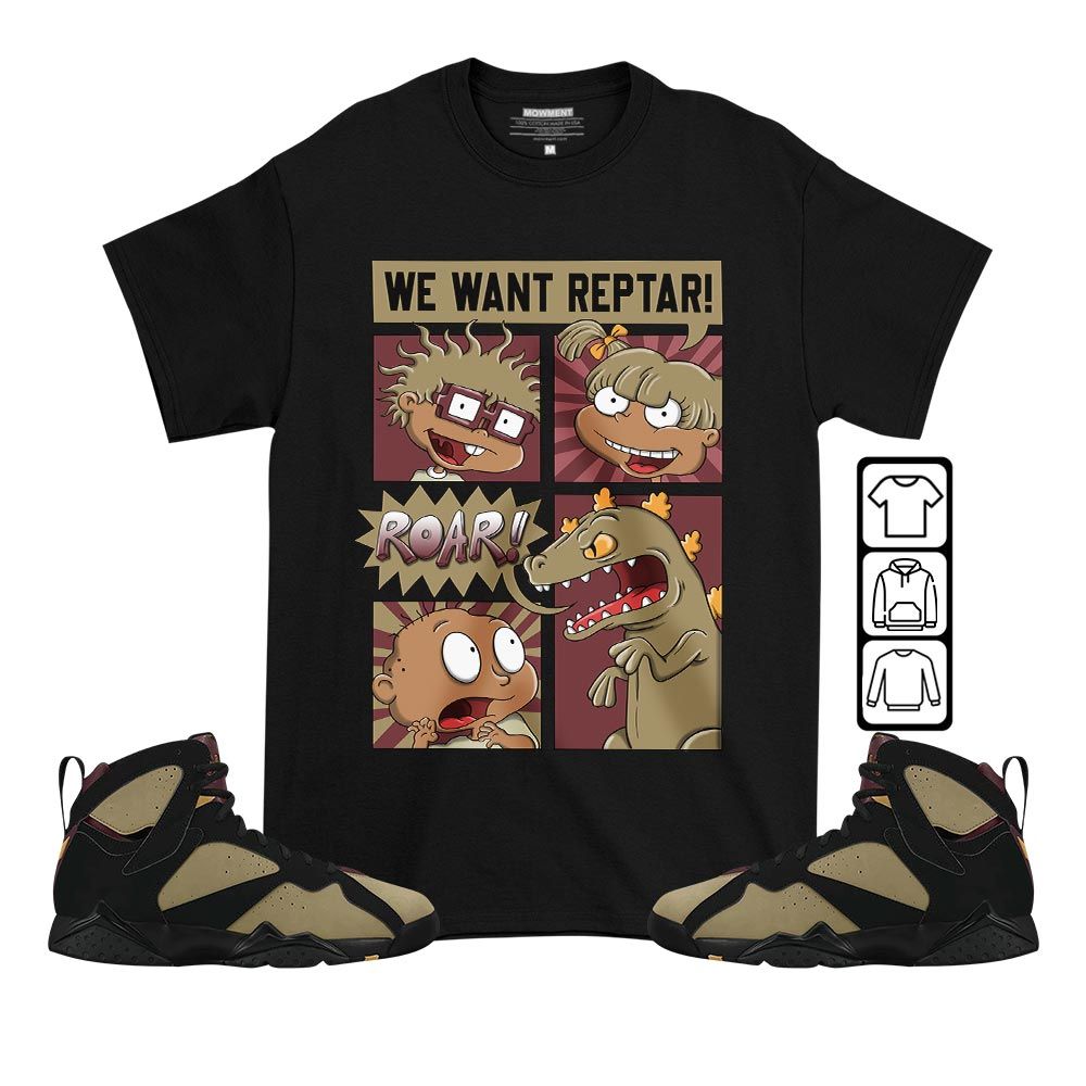 Rugrats Story Sneaker Shirt Match Black Cherrywood 7s, Jordan 7 Black Olive MKO T-Shirt Rugrats Story Sneaker Shirt Match Black Cherrywood 7s, Jordan 7 Black Olive MKO T-Shirt