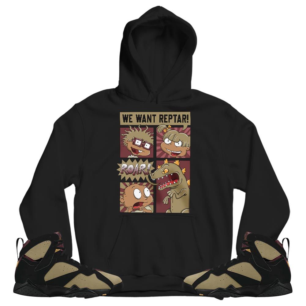 Rugrats Story Sneaker Shirt Match Black Cherrywood 7s, Jordan 7 Black Olive MKO T-Shirt