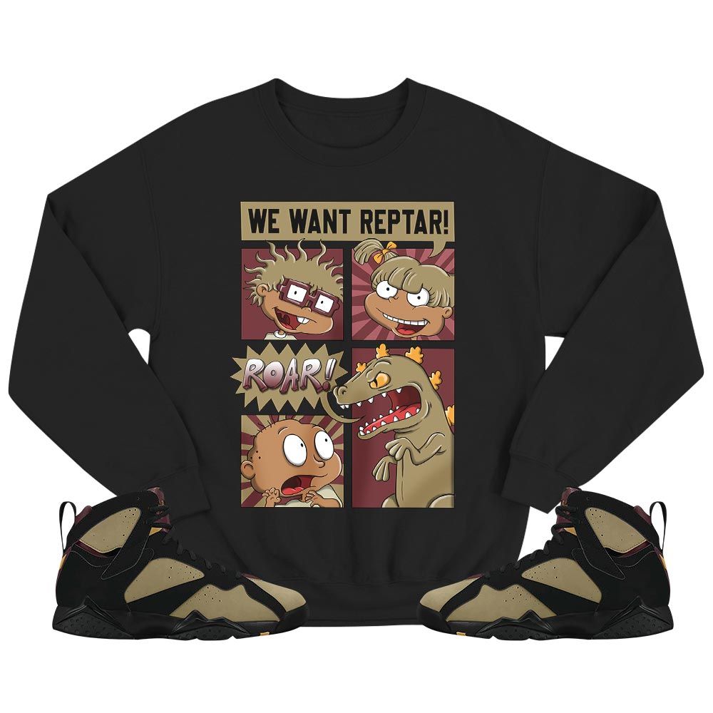 Rugrats Story Sneaker Shirt Match Black Cherrywood 7s, Jordan 7 Black Olive MKO T-Shirt Rugrats Story Sneaker Shirt Match Black Cherrywood 7s, Jordan 7 Black Olive MKO T-Shirt