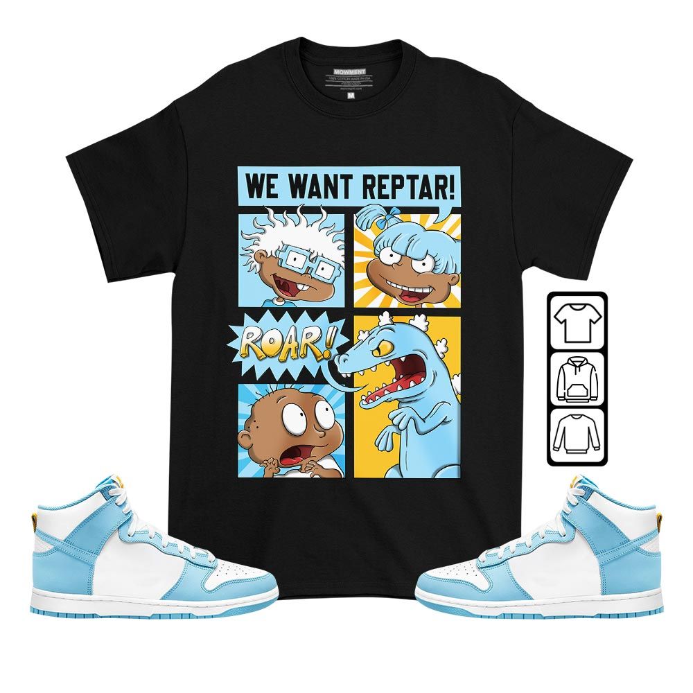 Rugrats Story Sneaker Shirt Match Dunk High Blue Chill, Dunk High Homer Simpson MKO T-Shirt Rugrats Story Sneaker Shirt Match Dunk High Blue Chill, Dunk High Homer Simpson MKO T-Shirt