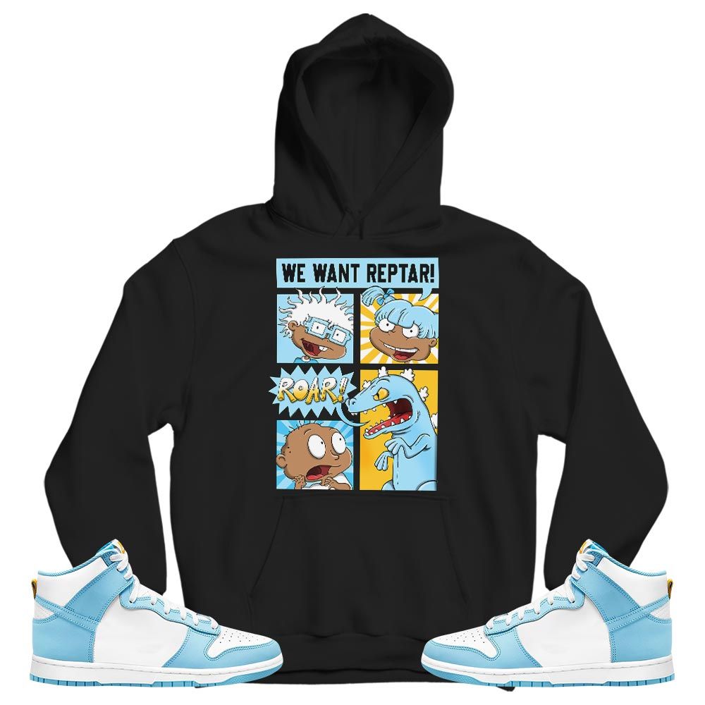 Rugrats Story Sneaker Shirt Match Dunk High Blue Chill, Dunk High Homer Simpson MKO T-Shirt