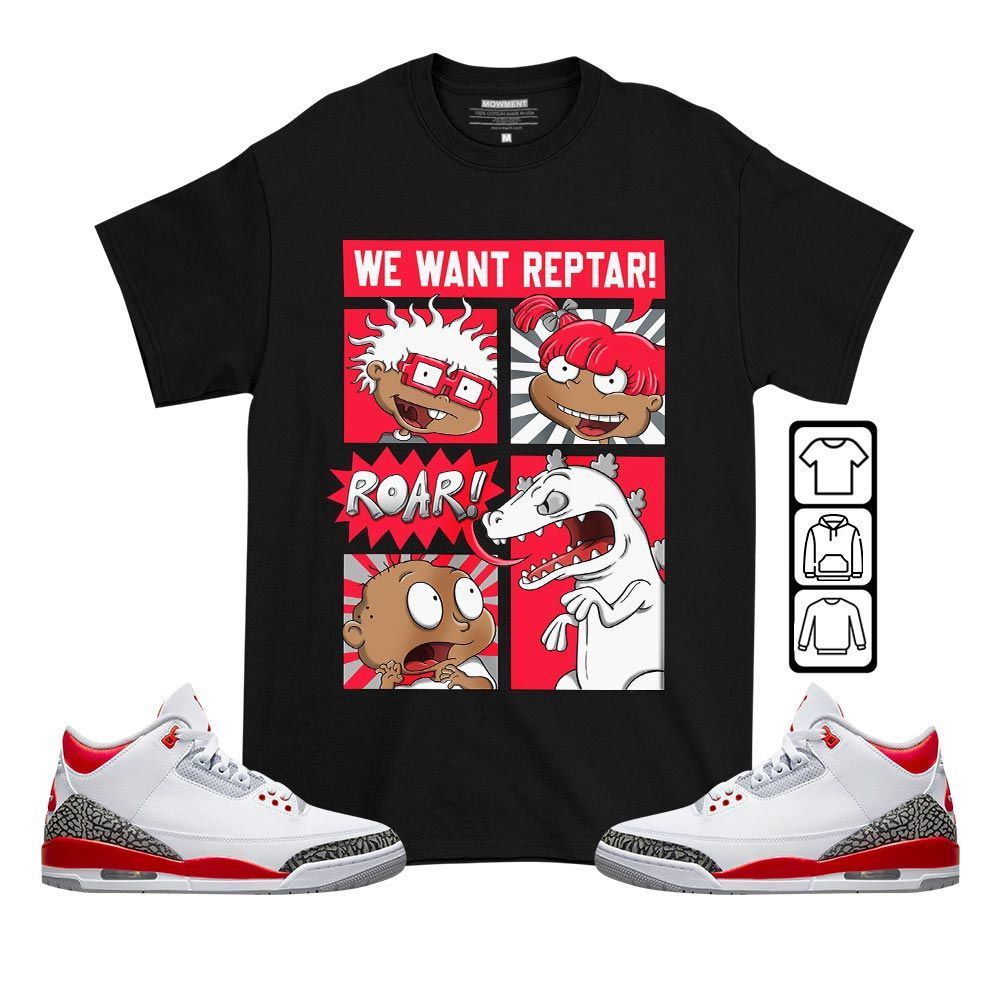 Rugrats Story Sneaker Shirt Match Fire Red 3s, Jordan 3 Retro Fire Red MKO T-Shirt