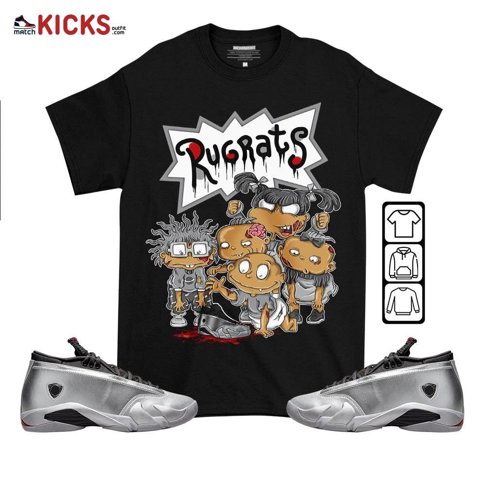 Rugrats Zombie Sneaker Shirt Match 14 Low Metallic Silver, Jordan 14 Metallic Silver MKO T-Shirt
