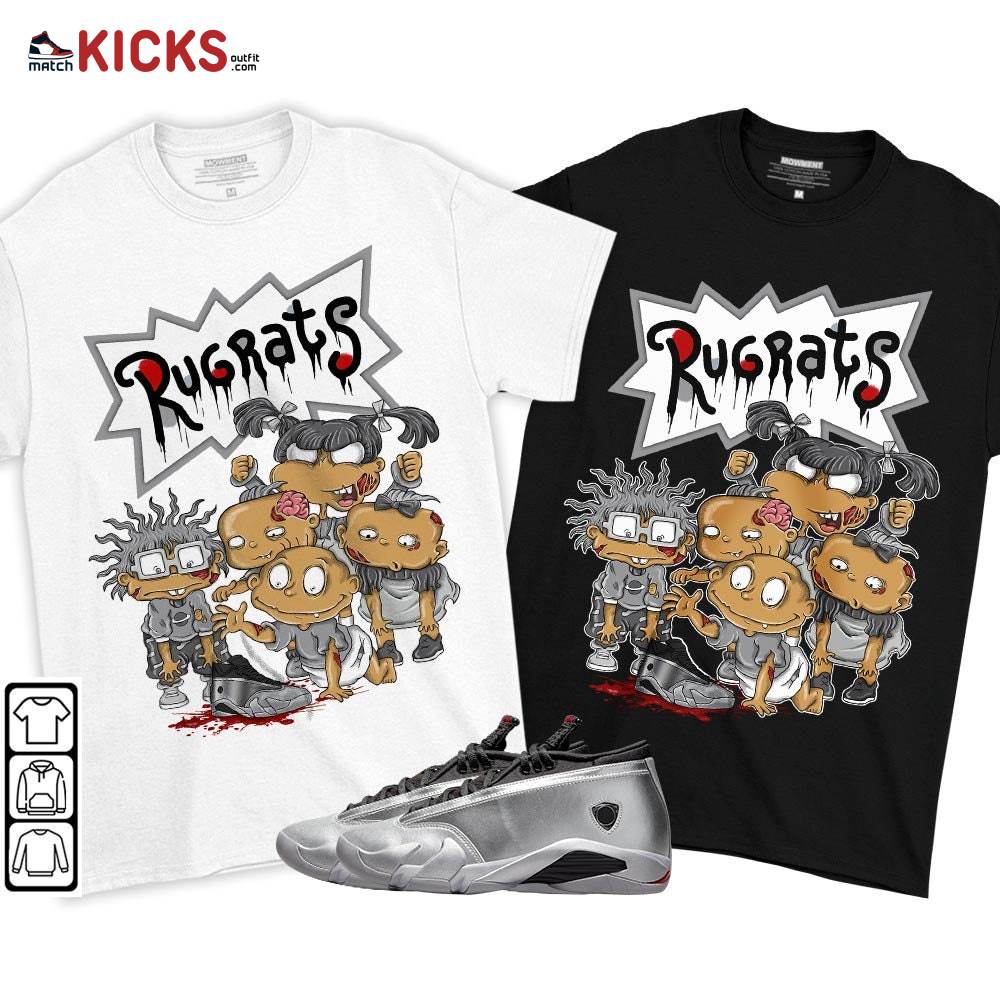 Rugrats Zombie Sneaker Shirt Match 14 Low Metallic Silver, Jordan 14 Metallic Silver MKO T-Shirt