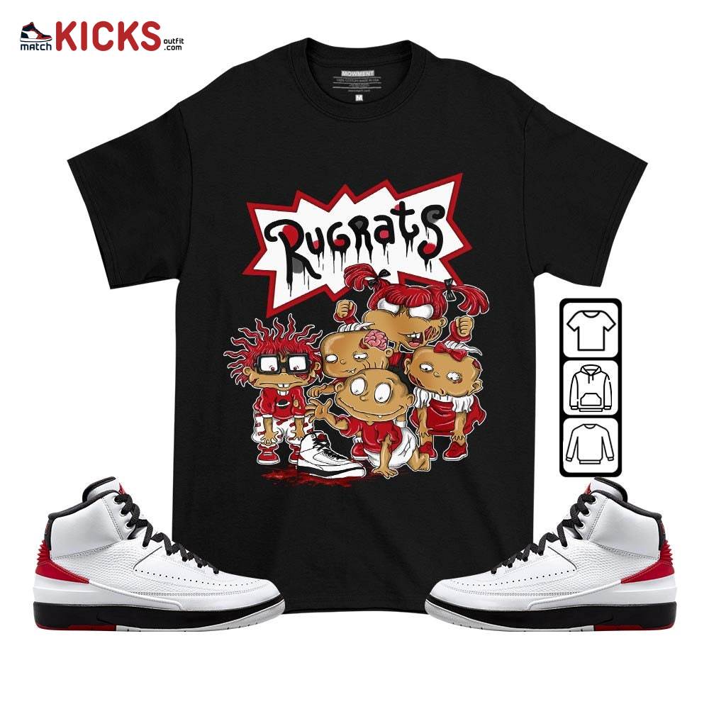Rugrats Zombie Sneaker Shirt Match 2 Chicago Varsity Red, Jordan Retro 2 Chicago MKO T-Shirt