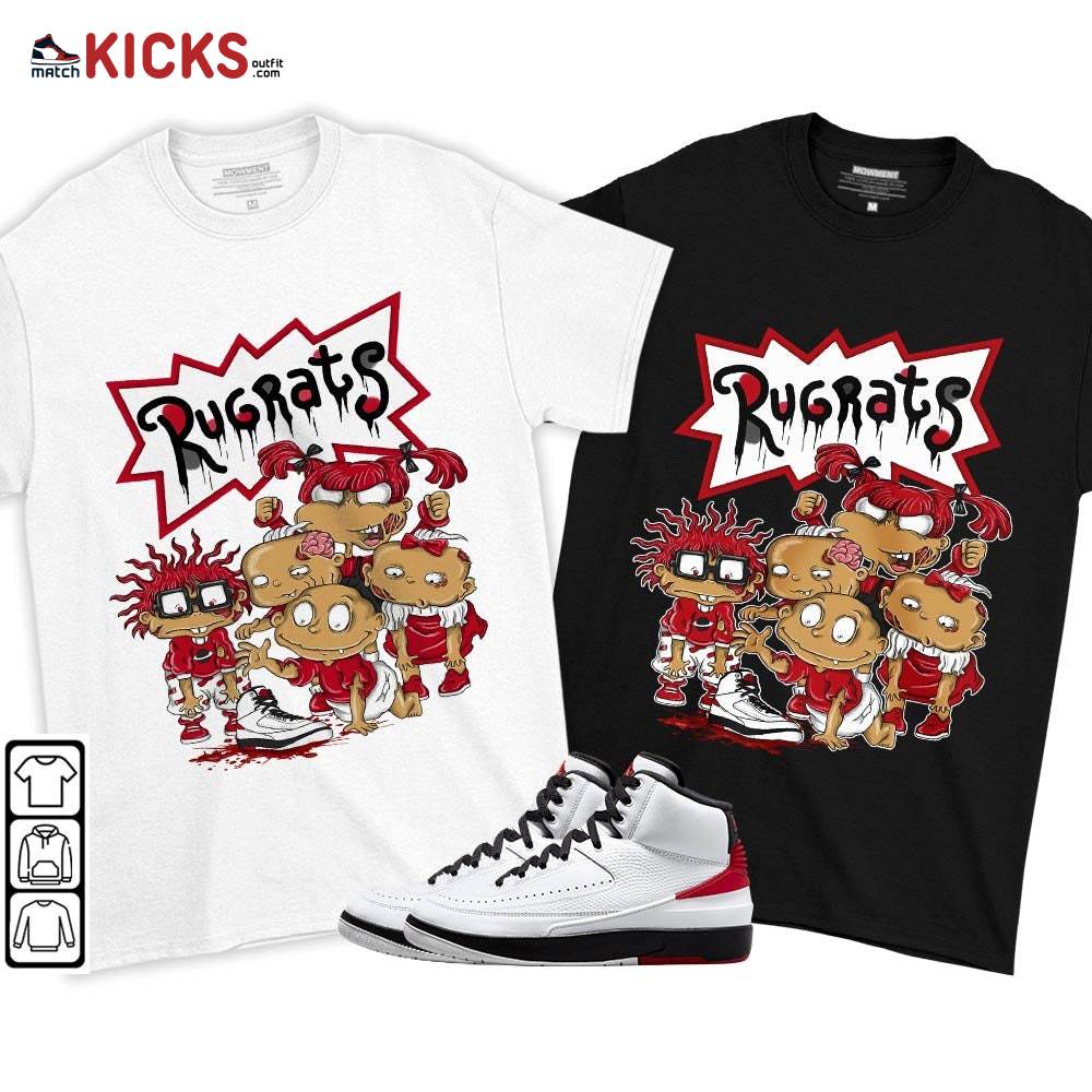 Rugrats Zombie Sneaker Shirt Match 2 Chicago Varsity Red, Jordan Retro 2 Chicago MKO T-Shirt