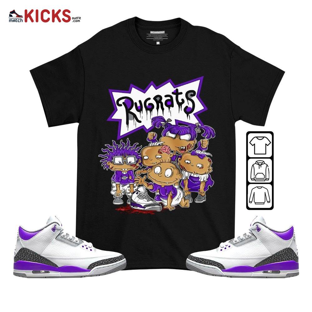 Rugrats Zombie Sneaker Shirt Match Dark Iris 3s, Jordan 3 Retro Dark Iris MKO T-Shirt