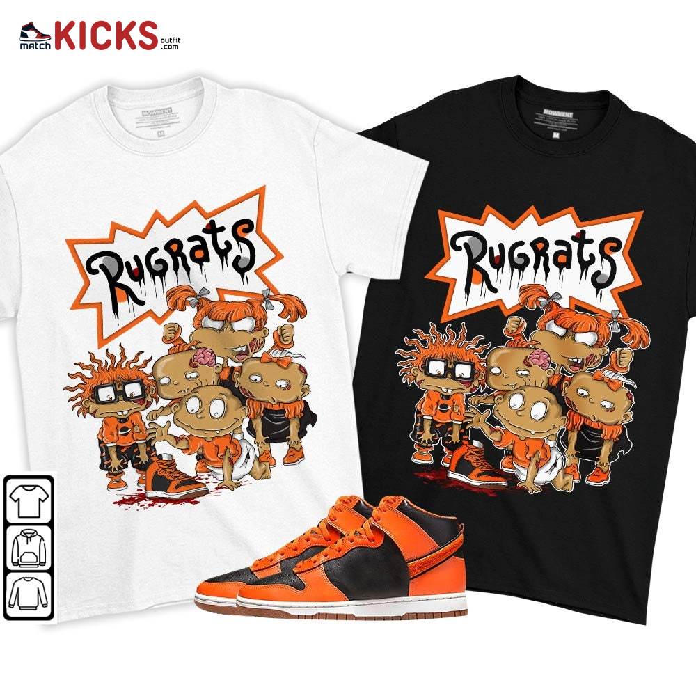 Rugrats Zombie Sneaker Shirt Match Dunk Black Orange, Dunk High GS Safety Orange MKO T-Shirt Rugrats Zombie Sneaker Shirt Match Dunk Black Orange, Dunk High GS Safety Orange MKO T-Shirt