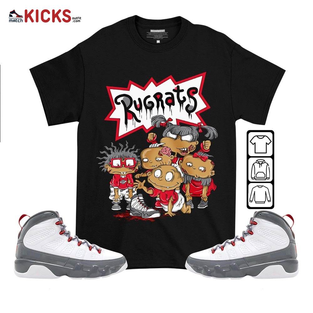 Rugrats Zombie Sneaker Shirt Match Fire Red 9s, Jordan 9 Retro Fire Red MKO T-Shirt
