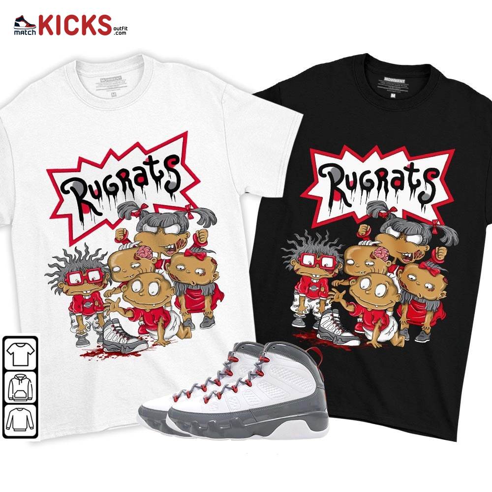 Rugrats Zombie Sneaker Shirt Match Fire Red 9s, Jordan 9 Retro Fire Red MKO T-Shirt