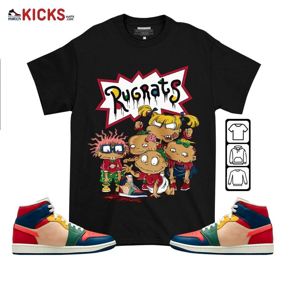 Rugrats Zombie Sneaker Shirt Match Multi Color 2022 1s, Jordan 1 Mid Multi Color 2022 MKO T-Shirt