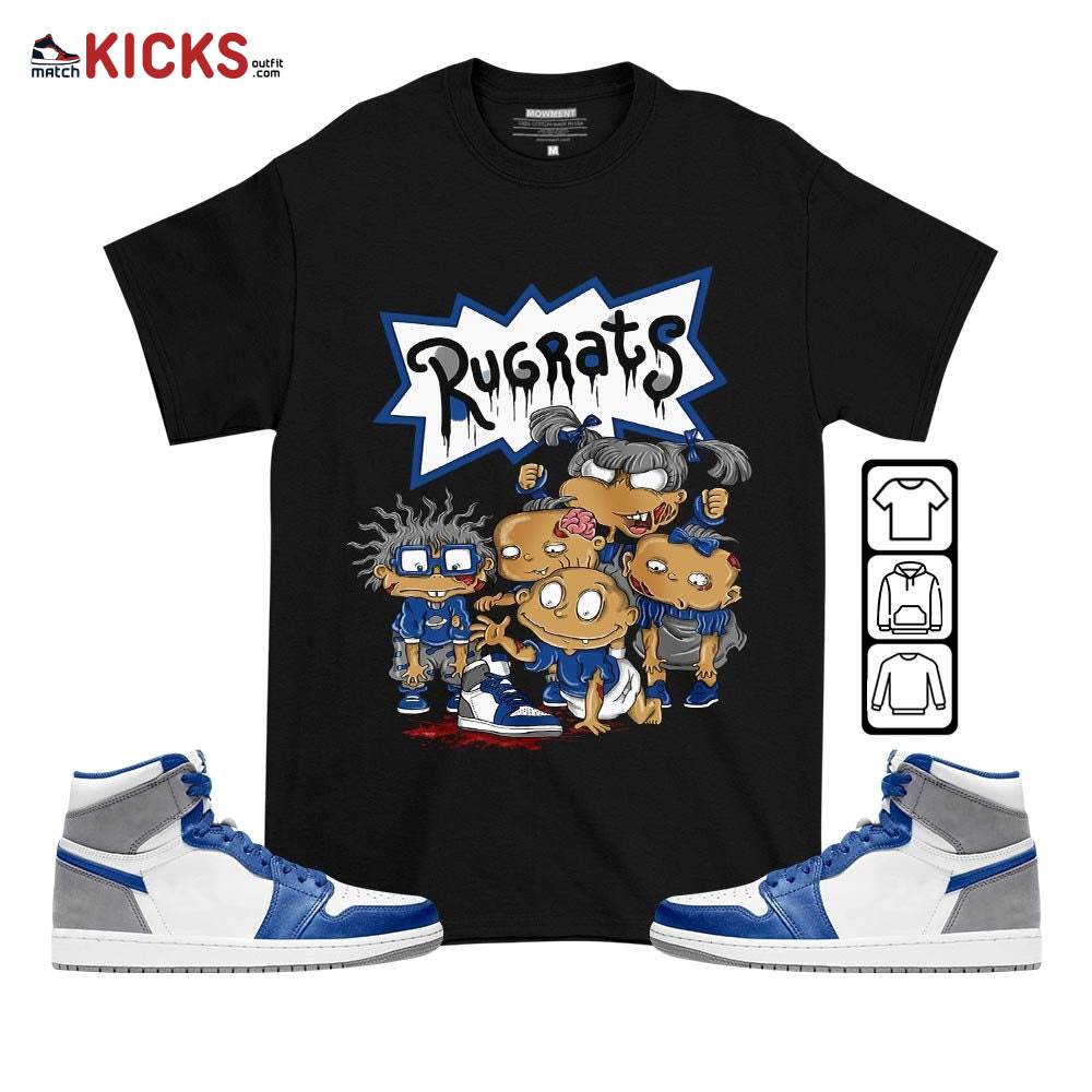 Rugrats Zombie Sneaker Shirt Match True Blue 1s, Jordan 1 High OG True Blue MKO T-Shirt