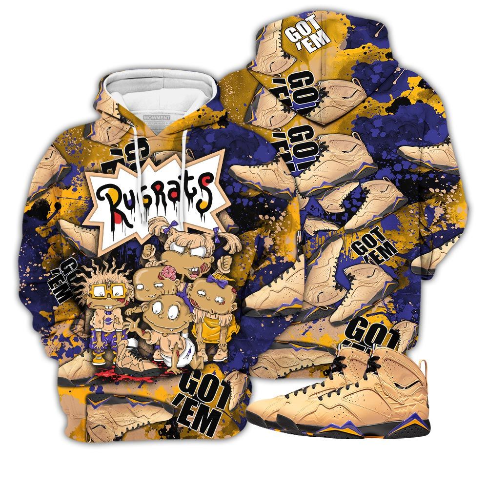 Rugrats Zombie Sneaker Shirt Match Vachetta Tan 7S, Jordan 7 Se Afrobeats Hoodie Sweatshirt Tee All Over Print MKO Shirt