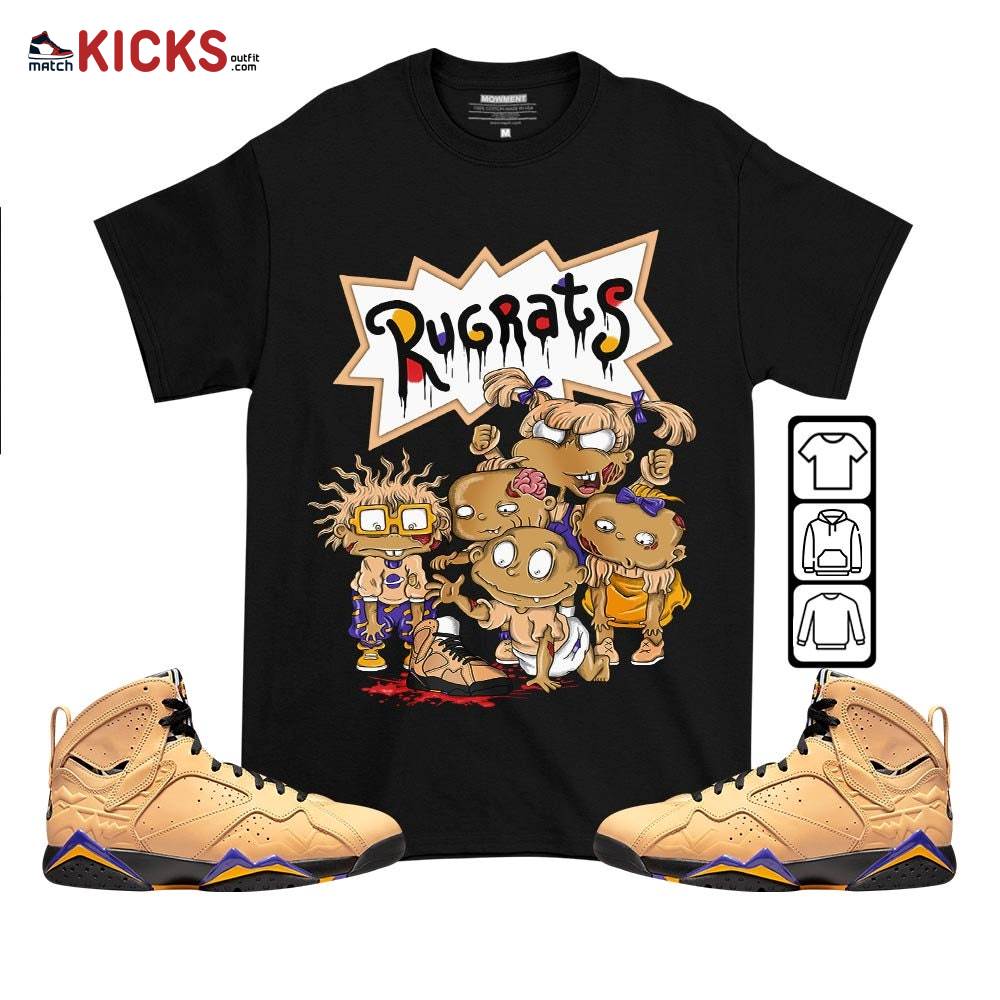 Rugrats Zombie Sneaker Shirt Match Vachetta Tan 7s, Jordan 7 SE Afrobeats MKO T-Shirt