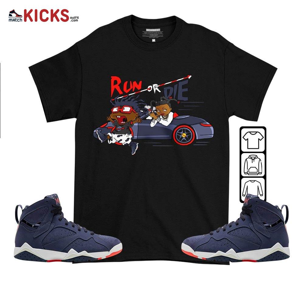 Run Or Die Rugats Sneaker Shirt Match 7 Neutral Indigo, Jordan 7 Quai 54 MKO T-Shirt