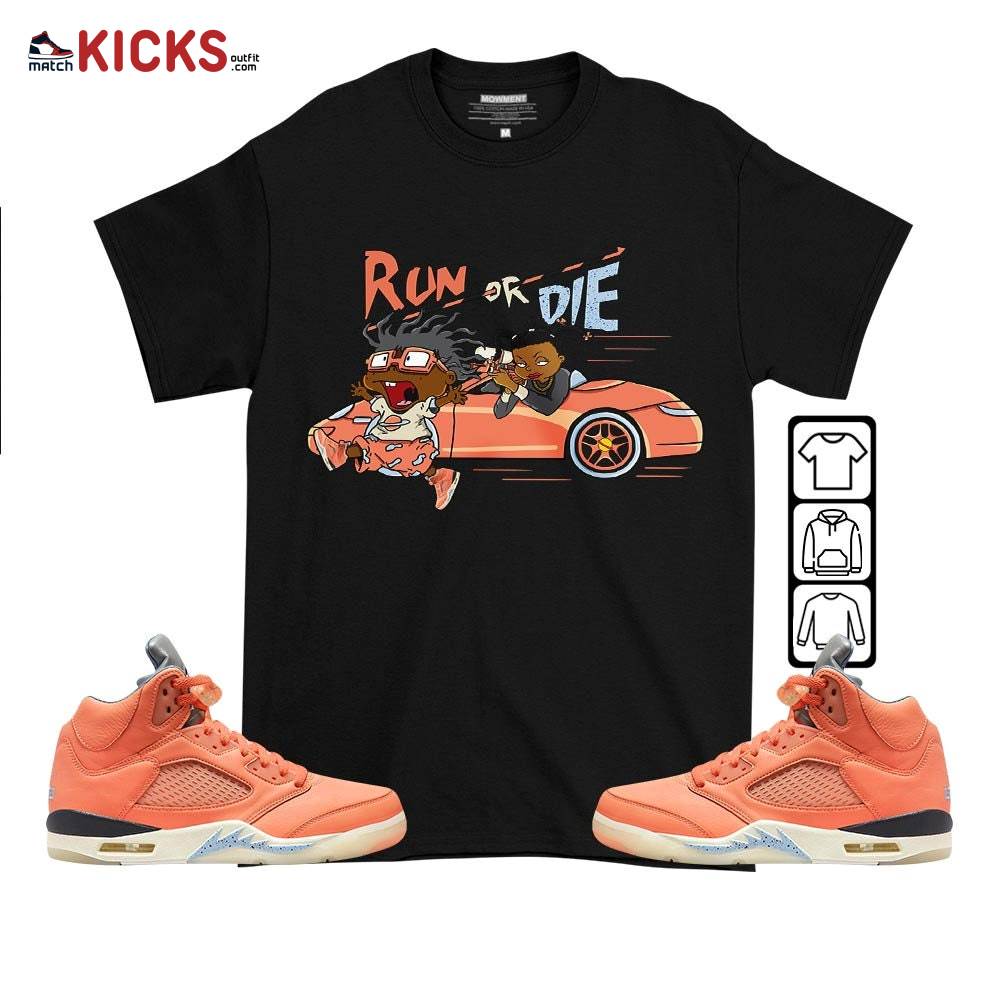 Run Or Die Rugats Sneaker Shirt Match Crimson Bliss 5s, Jordan 5 DJ Khaled Crimson Bliss MKO T-Shirt