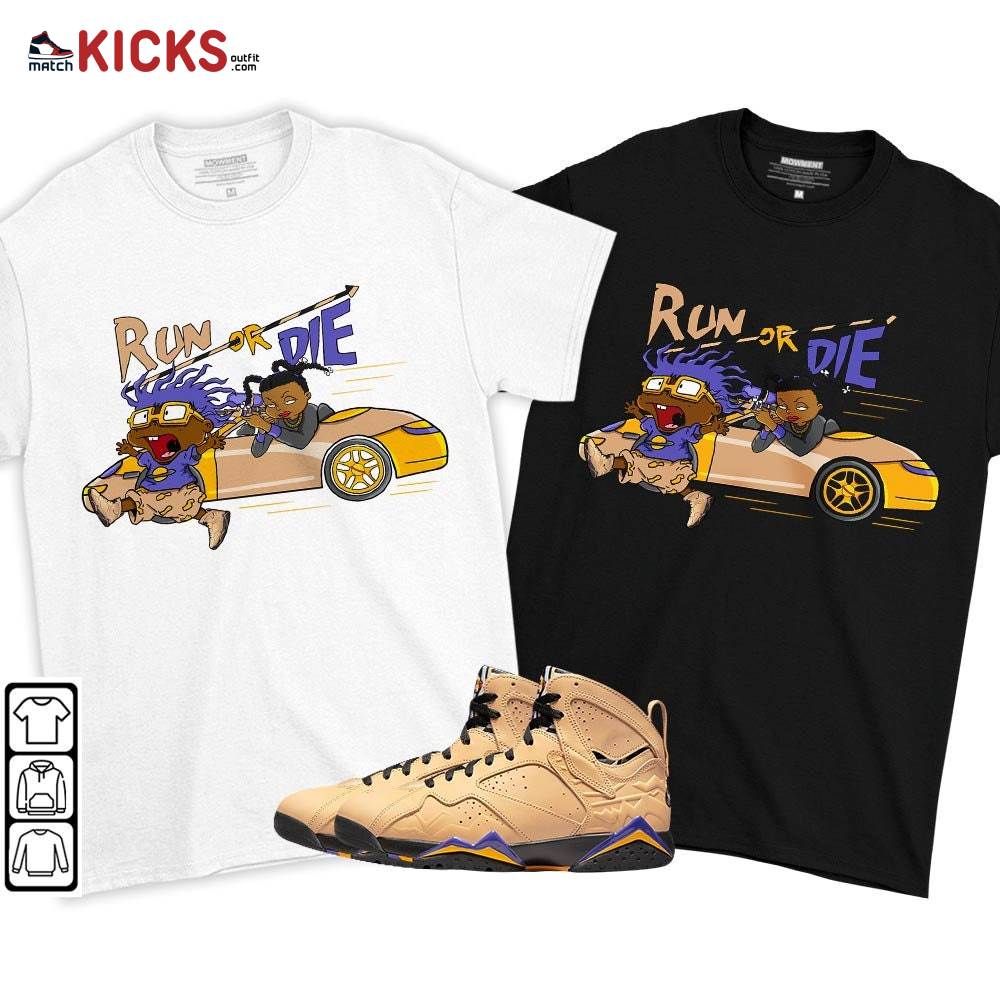 Run Or Die Rugats Sneaker Shirt Match Vachetta Tan 7s, Jordan 7 SE Afrobeats MKO T-Shirt Run Or Die Rugats Sneaker Shirt Match Vachetta Tan 7s, Jordan 7 SE Afrobeats MKO T-Shirt