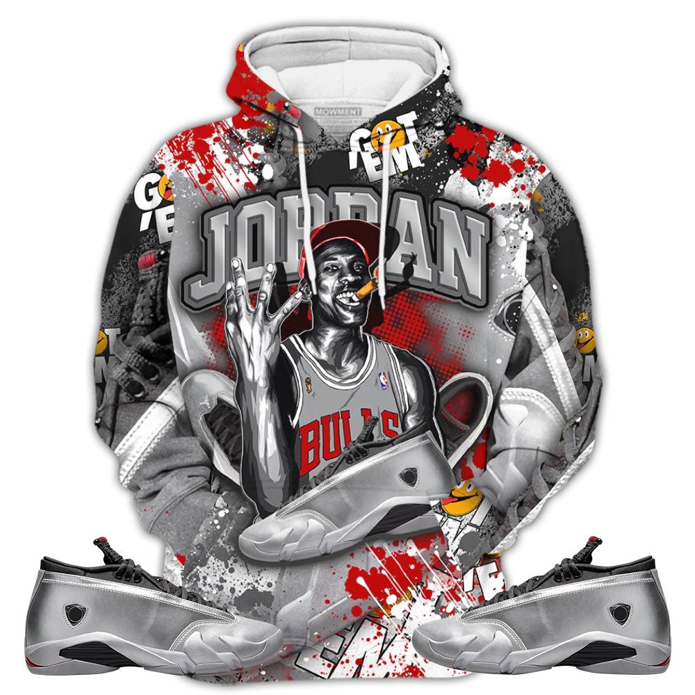 S01Hd Jordan 23M Sneaker Shirt Match 14 Low Metallic Silver, Jordan 14 Metallic Silver Hoodie Sweatshirt Tee All Over Print MKO Shirt