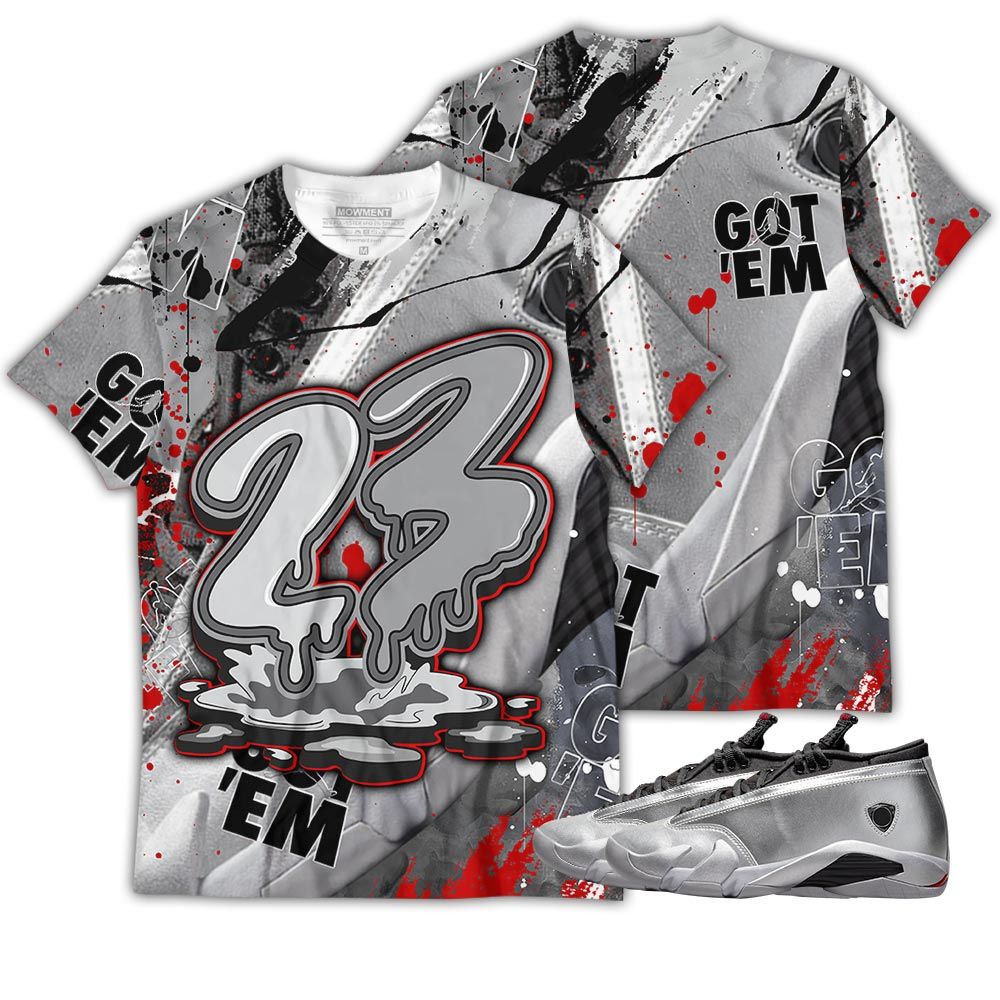 S02Hd 23 Drip Sneaker Shirt Match 14 Low Metallic Silver, Jordan 14 Metallic Silver Hoodie Sweatshirt Tee All Over Print MKO Shirt S02Hd 23 Drip Sneaker Shirt Match 14 Low Metallic Silver, Jordan 14 Metallic Silver Hoodie Sweatshirt Tee All Over Print MKO Shirt