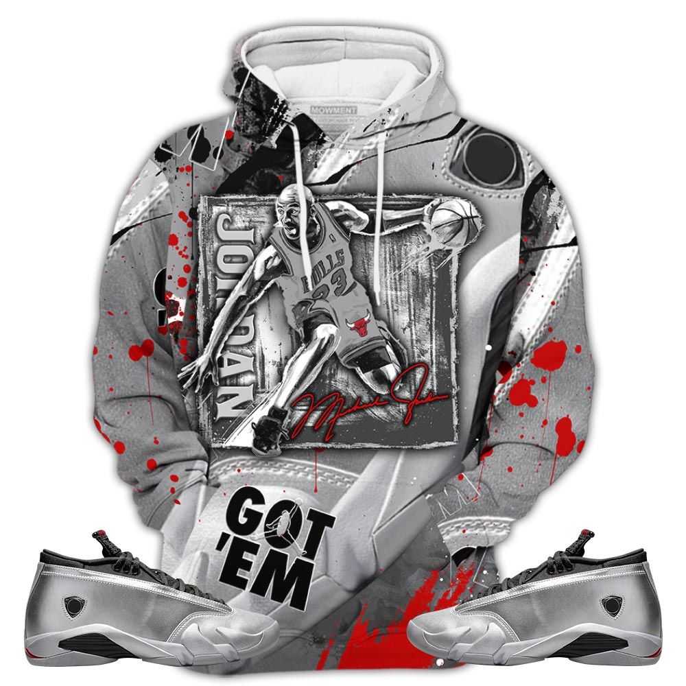 S02Hd Last Dance Jordan Sneaker Shirt Match 14 Low Metallic Silver, Jordan 14 Metallic Silver Hoodie Sweatshirt Tee All Over Print MKO Shirt