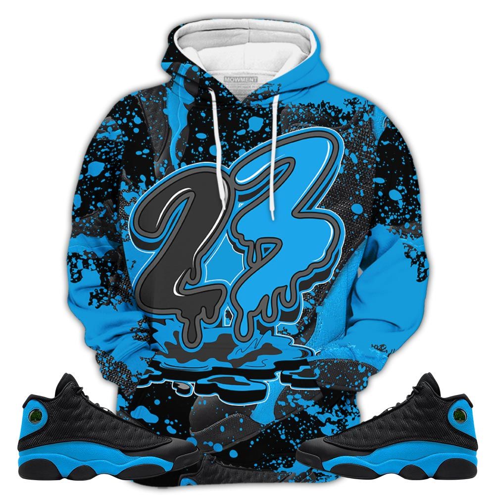 Sauce 23 Drip Sneaker Shirt Match Black University Blue 13S, Jordan 13 Black University Blue 2022 Hoodie Sweatshirt Tee All Over Print MKO Shirt