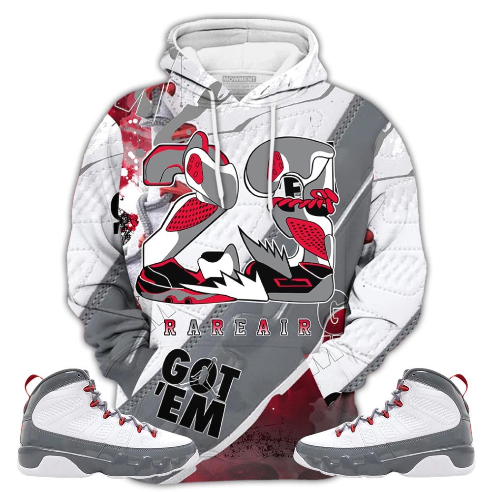 Sauce 23 Rare Air Sneaker Shirt Match Fire Red 9S, Jordan 9 Retro Fire Red Hoodie Sweatshirt Tee All Over Print MKO Shirt