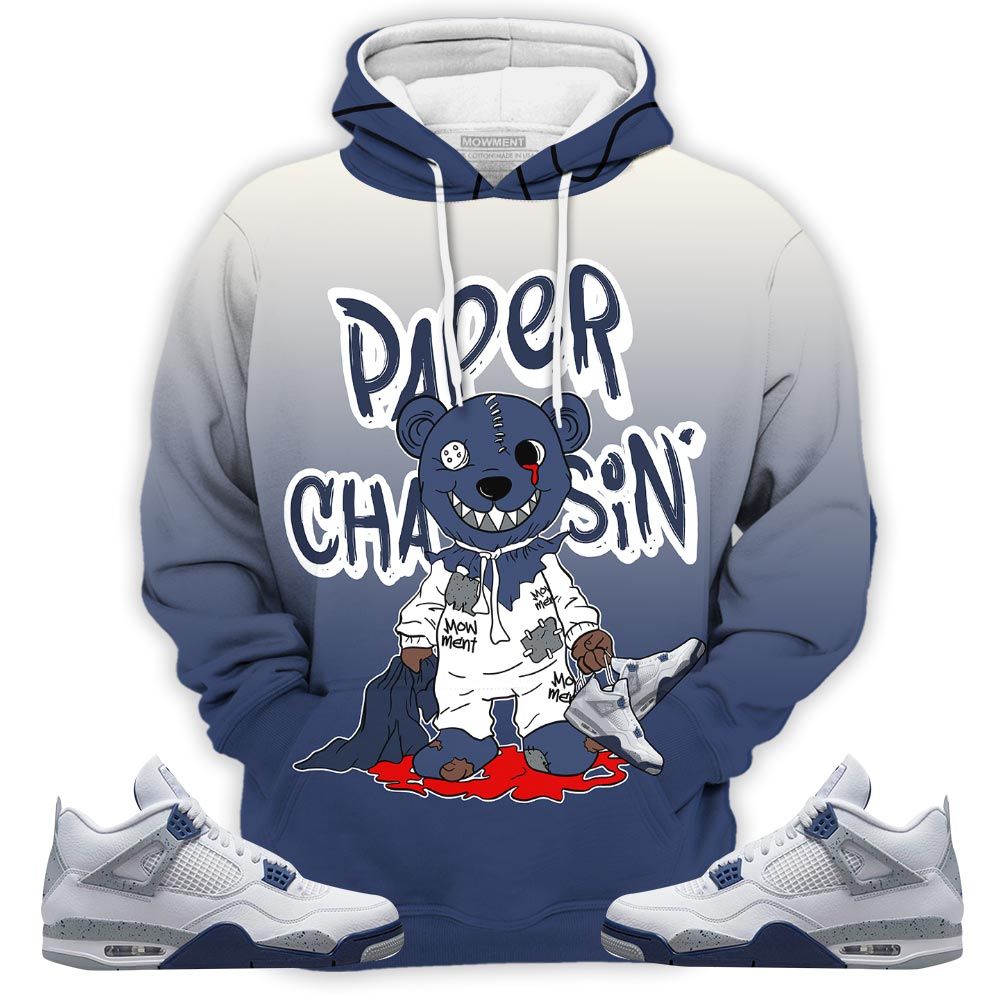 Sauce Bear Paper Chasin Sneaker Shirt Match Midnight Navy 4S, Jordan 4 Retro Midnight Navy Hoodie Sweatshirt Tee All Over Print MKO Shirt