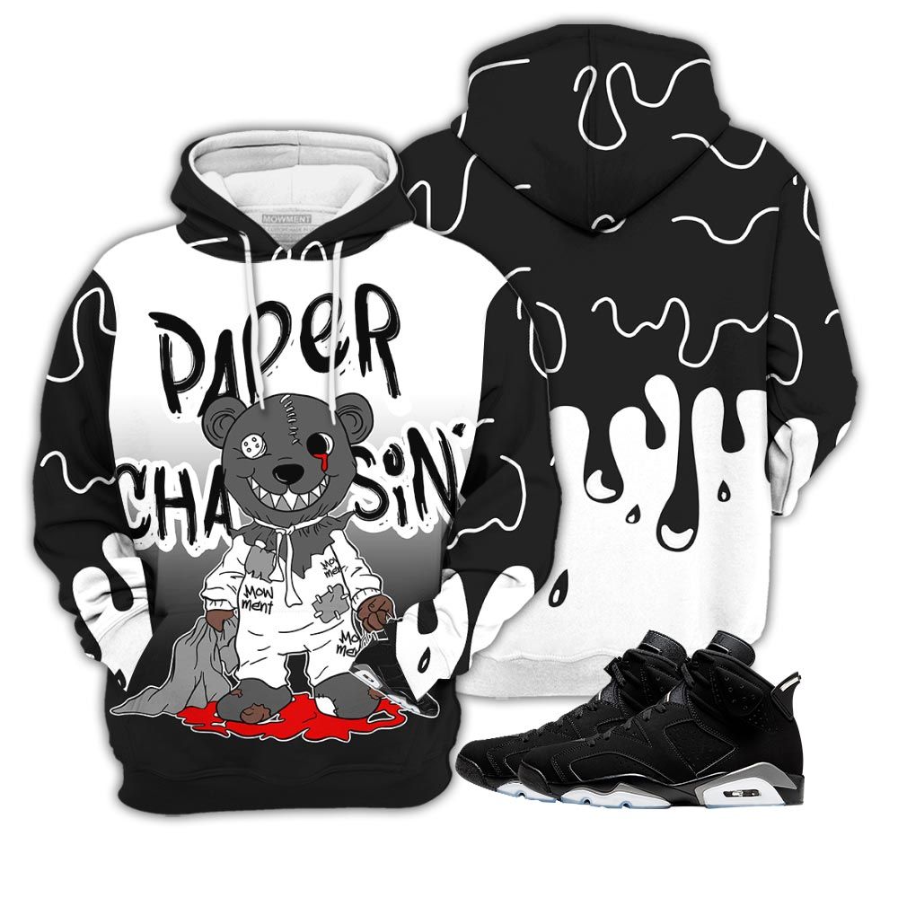 Sauce Bear Paper Chasin Sneaker Shirt Match Retro Metallic Silver 6S, Jordan 6 Black Chrome Hoodie Sweatshirt Tee All Over Print MKO Shirt