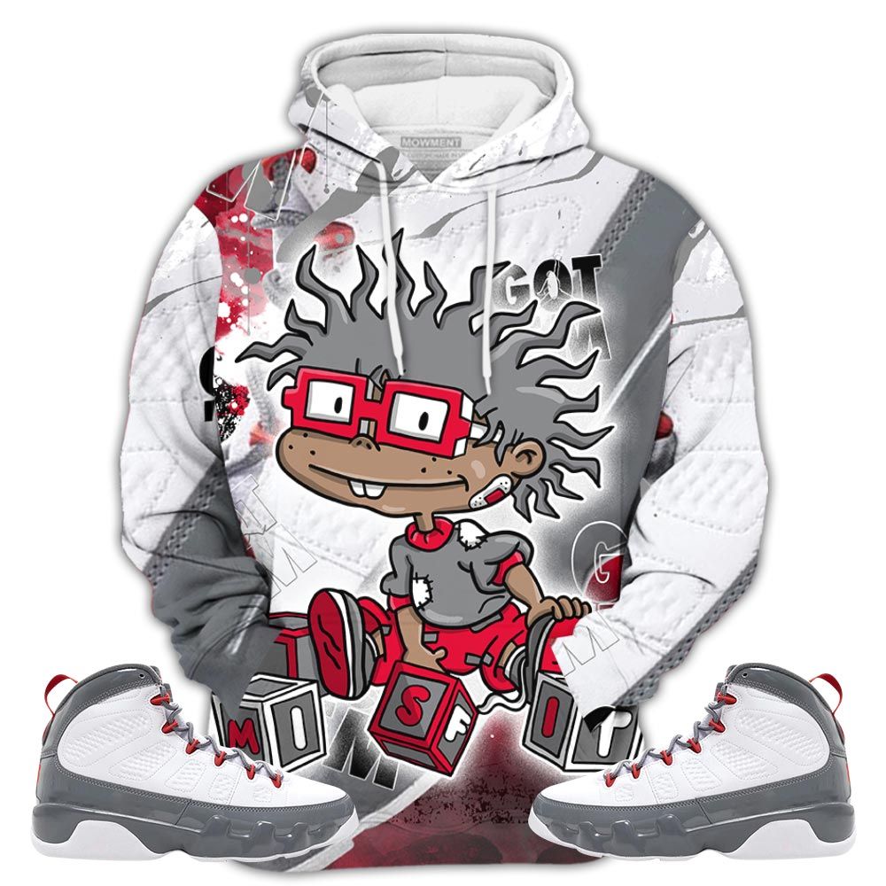 Sauce Cartoon 90S Misfit Sneaker Shirt Match Grey Fire Red 9S, Jordan 9 Retro Fire Red Hoodie Sweatshirt Tee All Over Print MKO Shirt