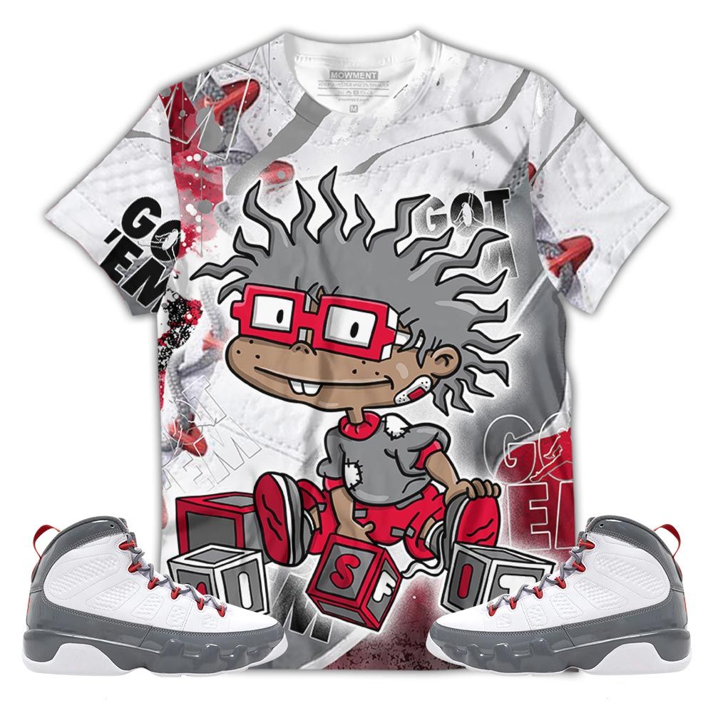 Sauce Chuckie Rugrats Misfit Sneaker Shirt Match Grey Fire Red 9S, Jordan 9 Retro Fire Red Hoodie Sweatshirt Tee All Over Print MKO Shirt