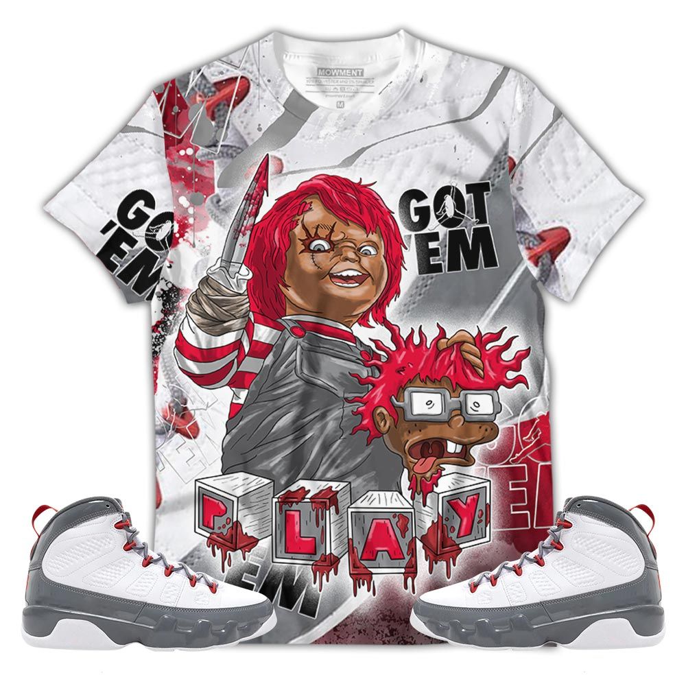 Sauce Chucky Cartoon 90S Kills Halloween Sneaker Shirt Match Fire Red 9S, Jordan 9 Retro Fire Red Hoodie Sweatshirt Tee All Over Print MKO Shirt