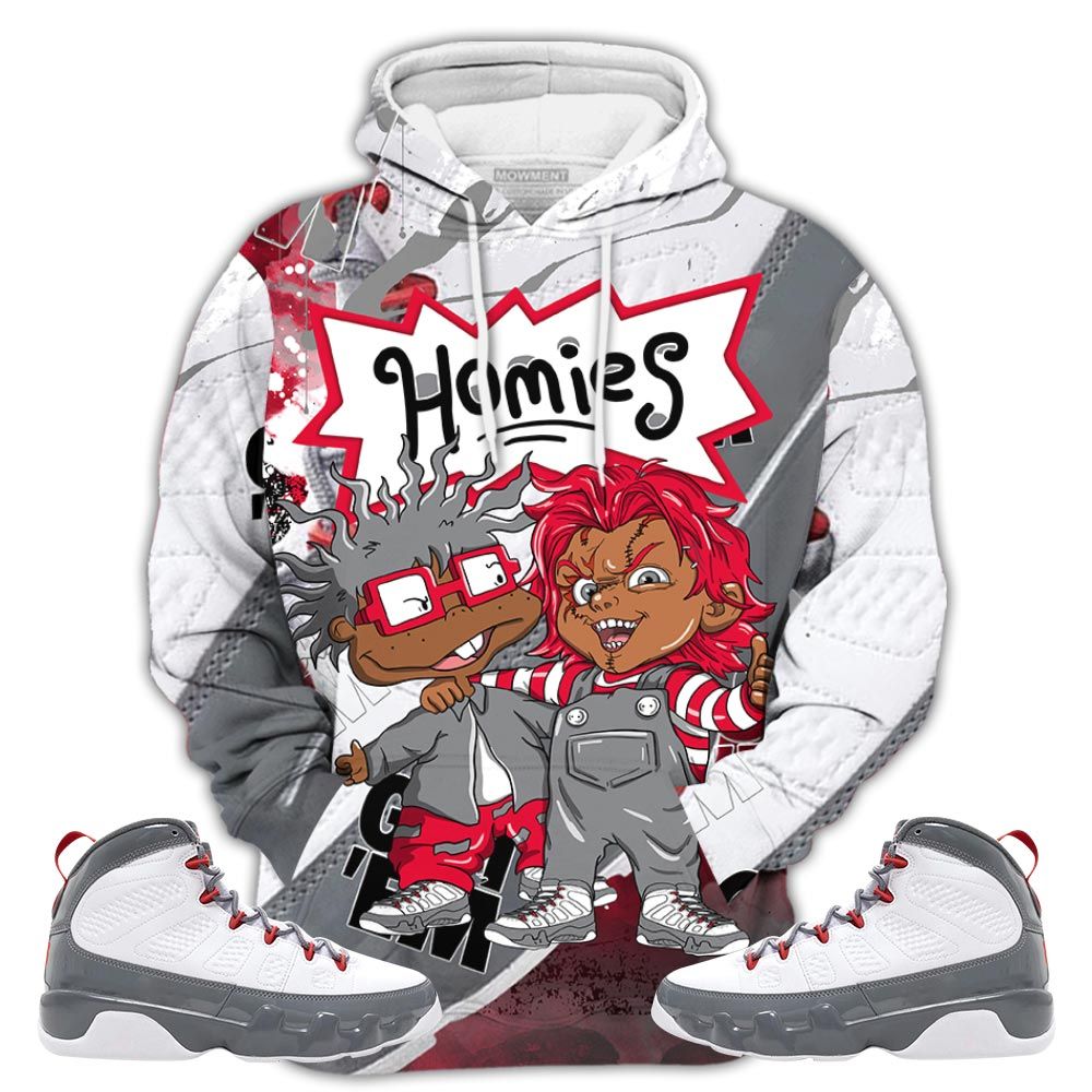 Sauce Chucky Cartoon 90S Sneaker Shirt Match Fire Red 9S, Jordan 9 Retro Fire Red Hoodie Sweatshirt Tee All Over Print MKO Shirt