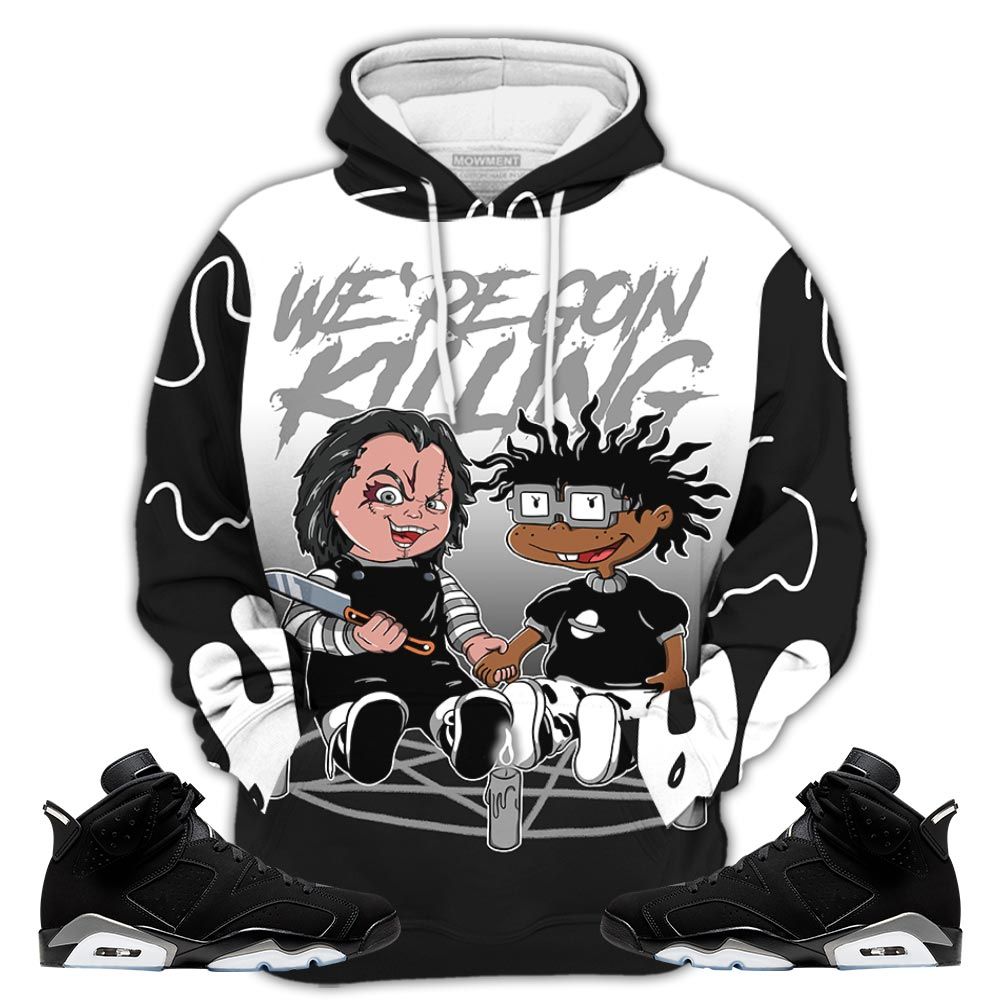 Sauce Chucky Chuckie Horror Sneaker Shirt Match Retro Metallic Silver 6S, Jordan 6 Black Chrome Hoodie Sweatshirt Tee All Over Print MKO Shirt
