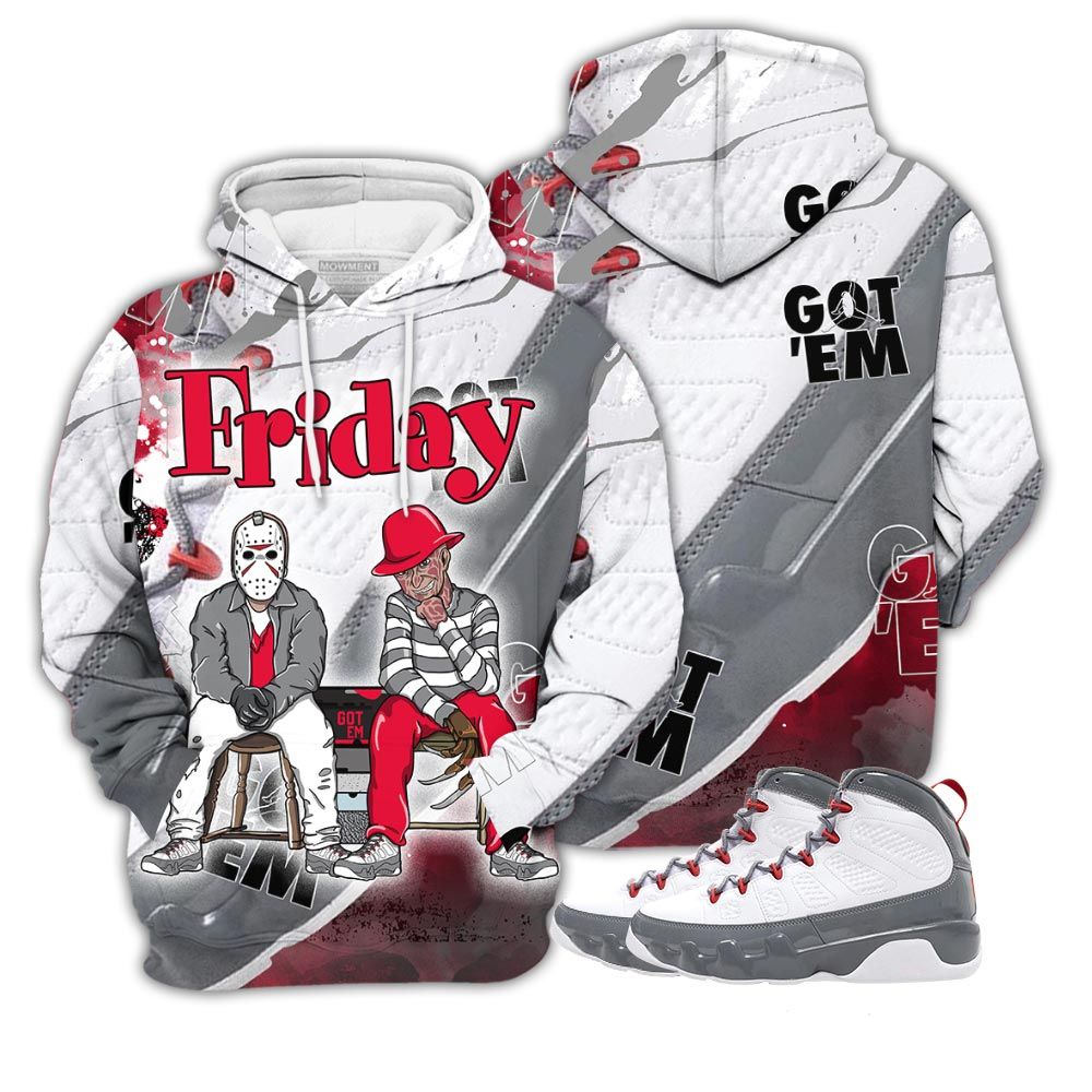 Sauce Friday Horror Sneaker Shirt Match Fire Red 9S, Jordan 9 Retro Fire Red Hoodie Sweatshirt Tee All Over Print MKO Shirt