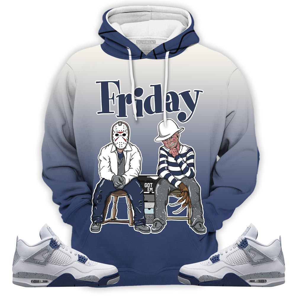 Sauce Friday Horror Sneaker Shirt Match Midnight Navy 4S, Jordan 4 Retro Midnight Navy Hoodie Sweatshirt Tee All Over Print MKO Shirt