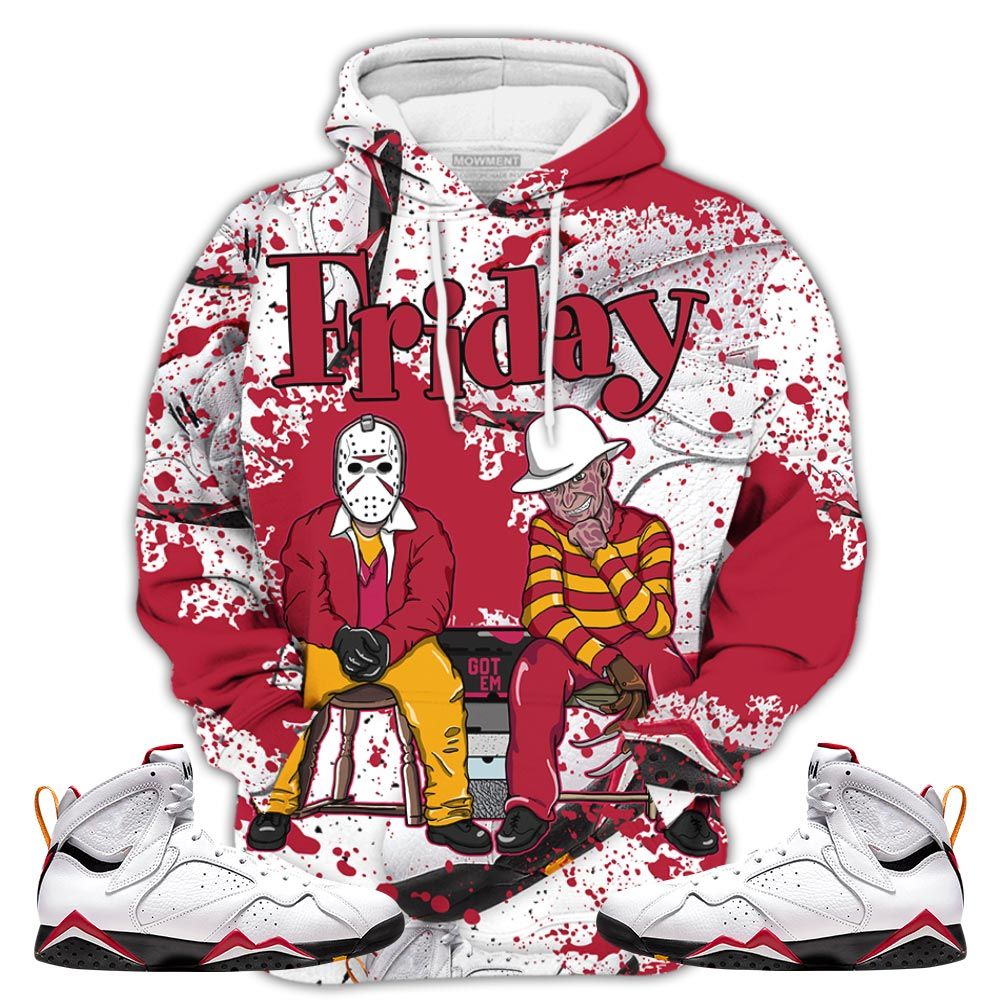 Sauce Friday Horror Sneaker Shirt Match Og Cardinal 7S, Jordan 7 Retro Cardinal Hoodie Sweatshirt Tee All Over Print MKO Shirt