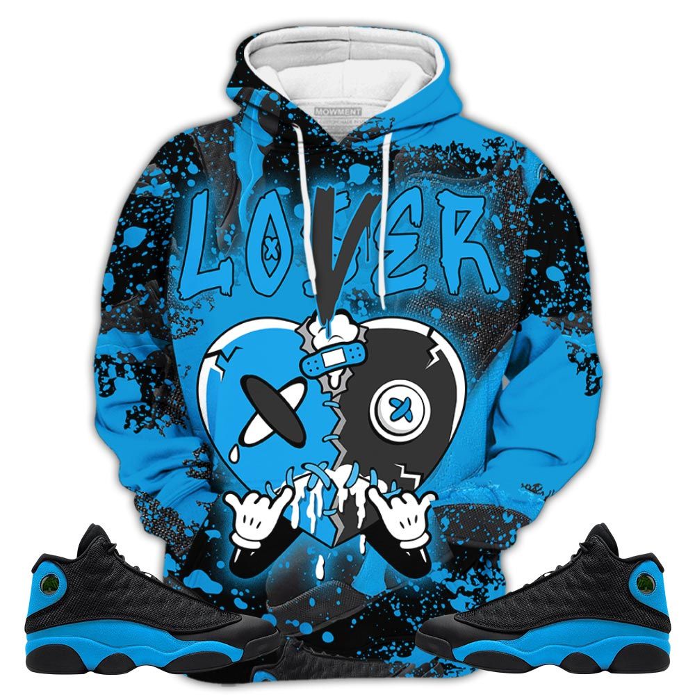 Sauce Loser Lover Drip Heart Sneaker Shirt Match Black University Blue 13S, Jordan 13 Black University Blue 2022 Hoodie Sweatshirt Tee All Over Print MKO Shirt