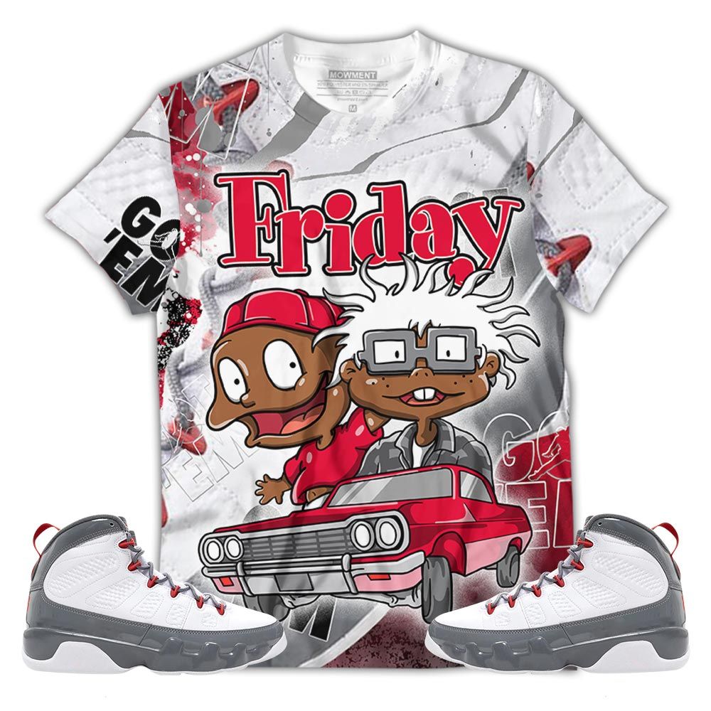 Sauce Melanin Kids Friday Cartoon 90S Sneaker Shirt Match Fire Red 9S, Jordan 9 Retro Fire Red Hoodie Sweatshirt Tee All Over Print MKO Shirt