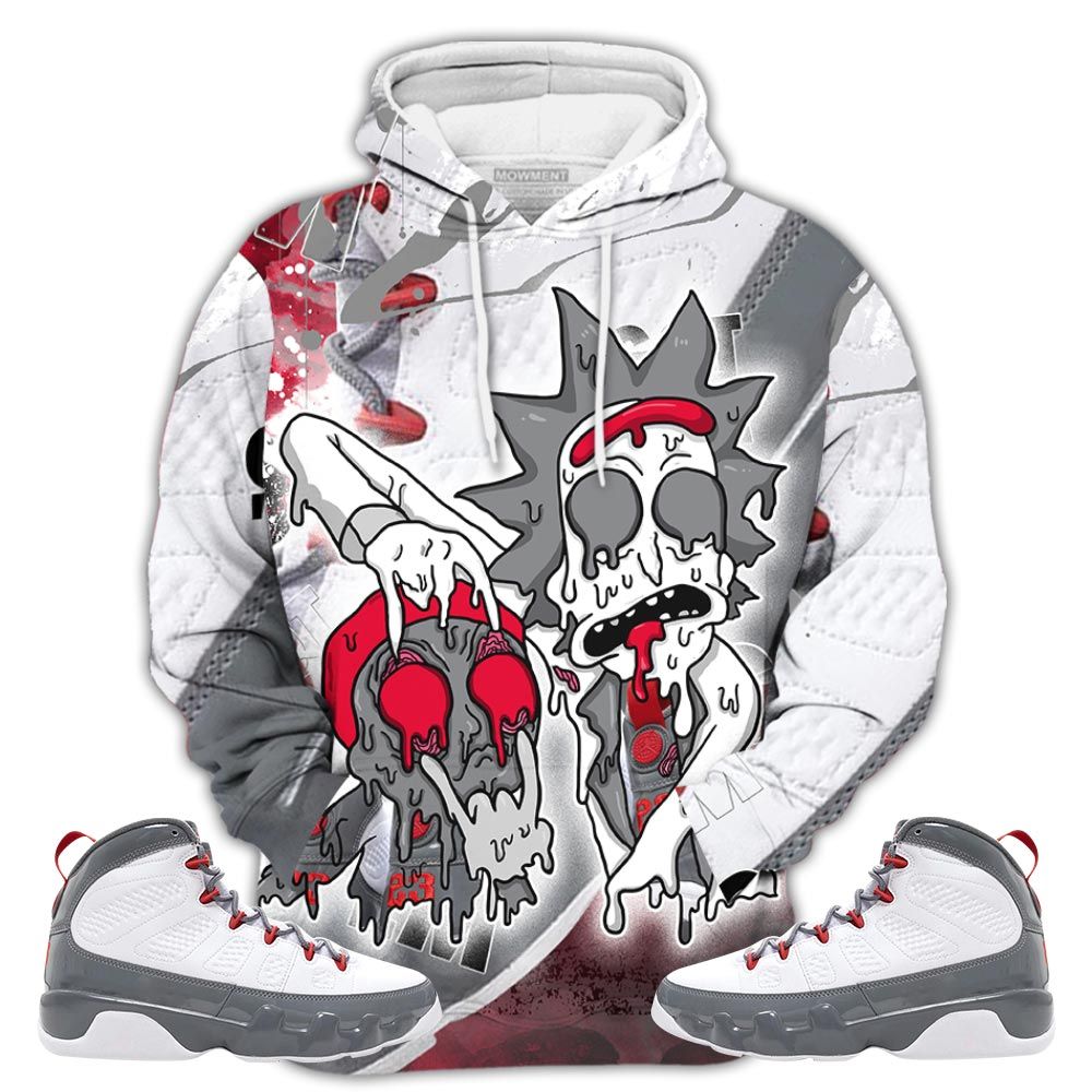 Sauce Rick And Drip Sneaker Shirt Match Fire Red 9S, Jordan 9 Retro Fire Red Hoodie Sweatshirt Tee All Over Print MKO Shirt
