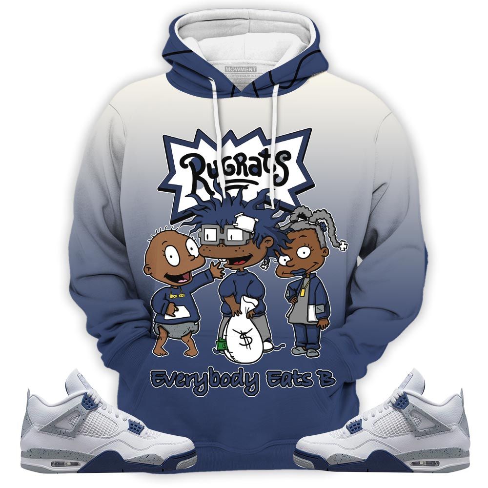 Sauce Rugrats Everybody Eats B Sneaker Shirt Match White Midnight Navy 4S, Jordan 4 Retro Midnight Navy Hoodie Sweatshirt Tee All Over Print MKO Shirt