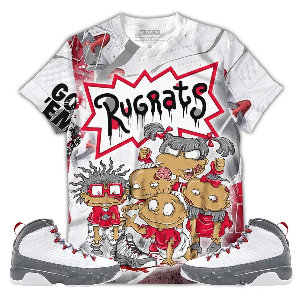 Sauce Rugrats Zombie Sneaker Shirt Match Fire Red 9S, Jordan 9 Retro Fire Red Hoodie Sweatshirt Tee All Over Print MKO Shirt